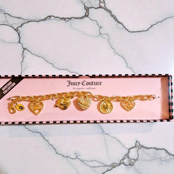 Juicy Couture Gold Heart Charm Bracelet NWT - Picture 2 of 8